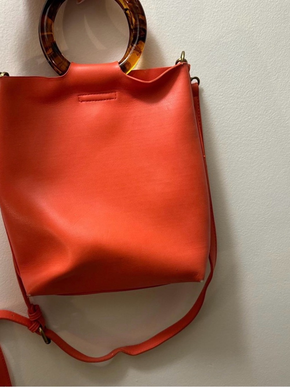 Stylish Orange Tote with Tortoiseshell Handle - Women Bags